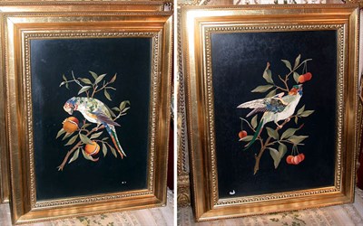 Lot 603 - Pair of Pietra Dura Plaques Each depicting a...