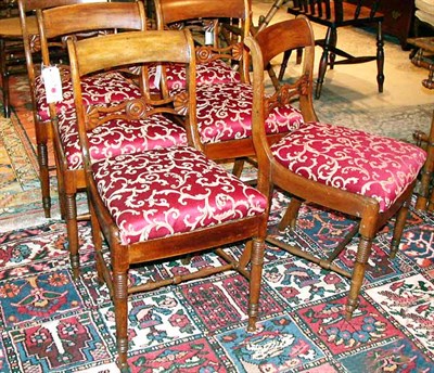 Lot 349 - Set of Six Restauration Upholstered Fruitwood...