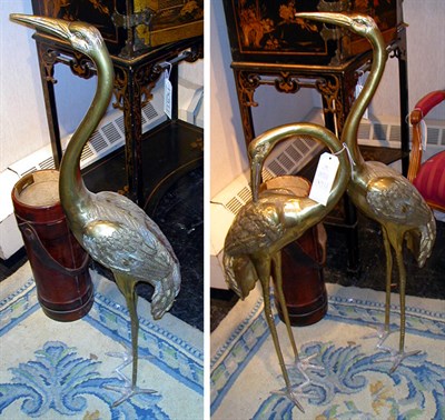 Lot 235 - Pair of Brass Figures of Storks