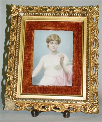 Lot 571 - Continental Porcelain Plaque Depicting a nude...