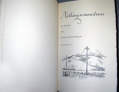 Lot 123 - STEINBECK, JOHN Nothing So Monstrous Tall 8vo,...