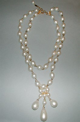 Lot 414 - Chanel Faux Baroque Pearl Necklace Double...