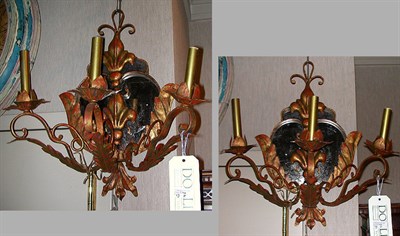 Lot 223 - Pair of Louis XV Style Gilt-Metal Three-Light...