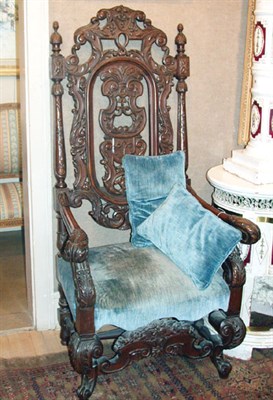 Lot 402 - Baroque Style Carved Walnut Armchair The back...