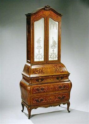 Lot 354 - Continental Marquetry Secretary Bookcase The...