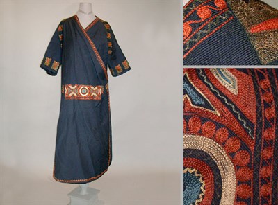 Lot 5 - Worth Embroidered Wrap Chemise Dress 1920s...