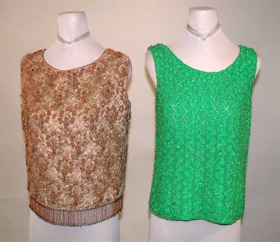 Lot 123 - Two Beaded Shells 1960s The first olive green...