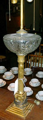 Lot 196 - Georgian Style Gilt-Metal and Cut Glass Lamp