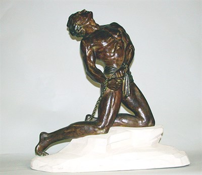 Lot 370 - Bronze Sculpture of a Man The kneeling...
