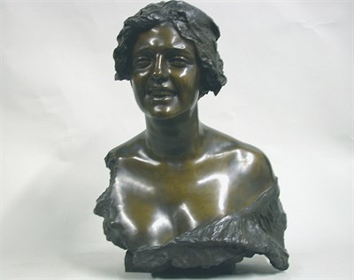 Lot 362 - Bronze Bust of a Smiling Woman Signed RENADA....