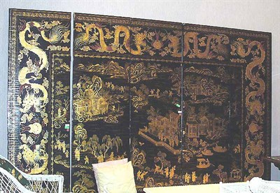 Lot 102 - Black Lacquered Chinoiserie Decorated...