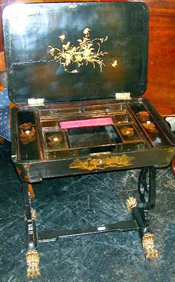 Lot 205 - Regency Style Black Lacquered Chinoiserie...