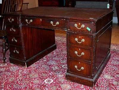 Lot 350 - George III Style Leather Inset Mahogany...