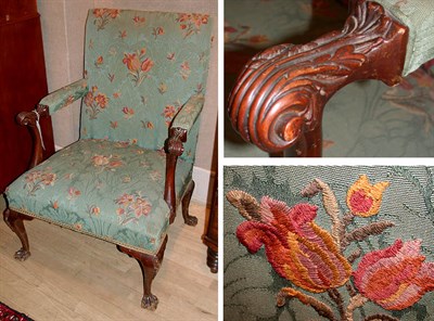 Lot 591 - George III Style Upholstered Mahogany Open...
