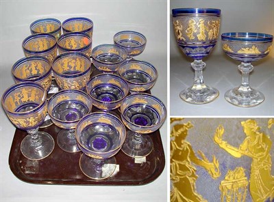 Lot 284 - Set of Fourteen Gilt Decorated Glass Goblets...