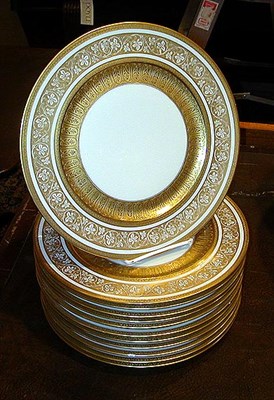 Lot 349 - Set of Twelve Bavarian Gilt Decorated...