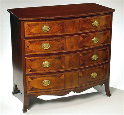 Lot 114 - Federal Inlaid Mahogany Bow-Front Chest of...