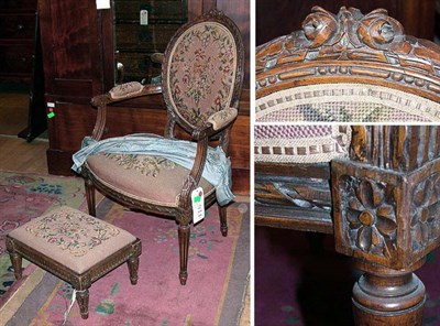 Lot 298 - Louis XVI Style Needlework Upholstered Walnut...