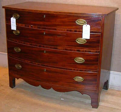 Lot 217 - Federal Mahogany Bow-Front Chest of Drawers...