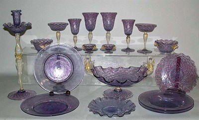 Lot 604 - Set of Venetian Glass Tableware Comprising...