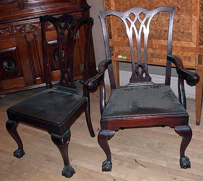 Lot 127 - Set of Six Chippendale Style Mahogany Dining...