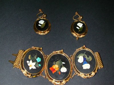 Lot 268 - Mosaic Bracelet and Pair of Earclips The 14 kt....