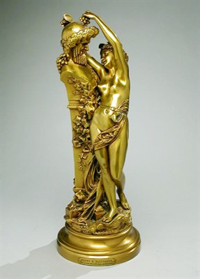 Lot 443 - Bronze Group Faune and Bacchante After a model...