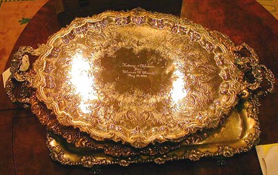 Lot 511 - Group of Three Silver Plated Two-Handled Trays
