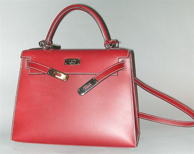 Lot 319 - Hermes Rouge Kelly Bag French, contemporary...