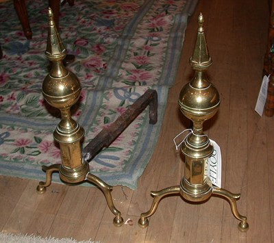 Lot 707 - Pair of Georgian Style Brass Andirons