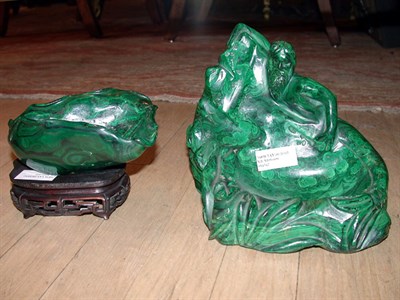 Lot 312 - Malachite Neptune Figure Ornament together...