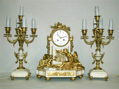 Lot 398 - Louis XVI Style Gilt-Bronze and Marble Clock...