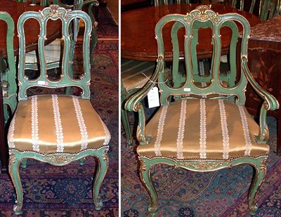 Lot 239 - Set of Ten Italian Rococo Style Green Painted...