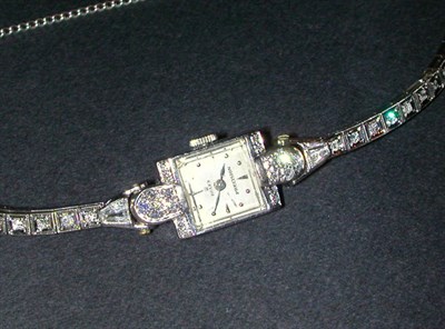 Lot 217 - Lady's Diamond Wristwatch 14 kt. white gold,...
