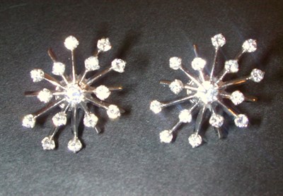 Lot 170 - Pair of Diamond Snowflake Earrings 14 kt....
