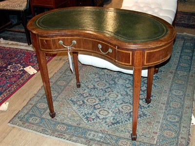 Lot 335 - Edwardian Leather Inset Mahogany Reniform...