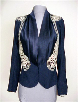 Lot 21 - Blue Crepe Evening Jacket Probably Chanel...