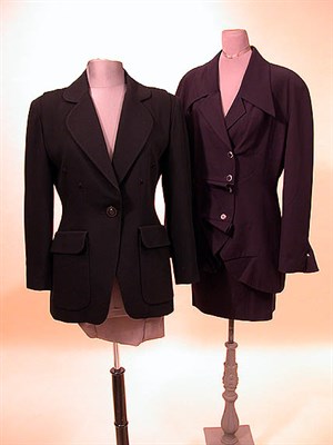 Lot 85 - Lagerfeld Incroyable Suit French, 1980s Black...