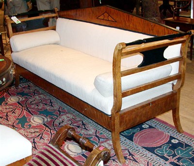 Lot 593 - Biedermeier Upholstered Fruitwood Sofa