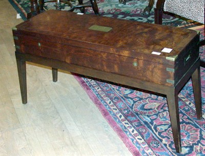 Lot 357 - George III Brass Bound Burl-Wood Gun Box on Stand