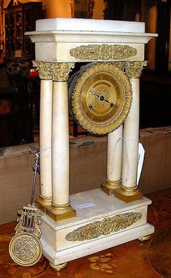 Lot 378 - Empire Gilt-Bronze Mounted White Marble Mantel...