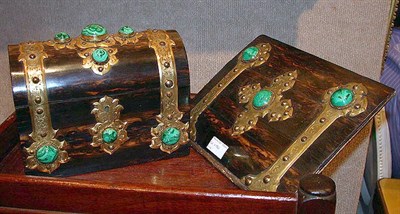 Lot 471 - Two Napoleon III Style Malachite and...