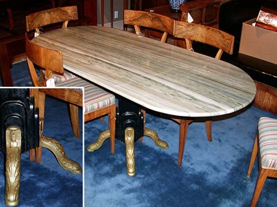 Lot 278 - Marble Top Painted and Parcel Gilt Center Table