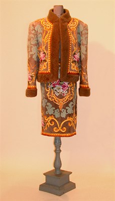Lot 154 - Valentino Suede Applique Suit Italian, 1980s...