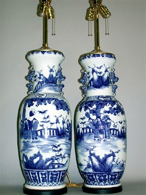 Lot 114 - Pair of Chinese Blue and White Porcelain...