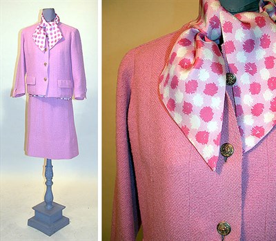 Lot 82 - Chanel Bubble Gum Pink Wool Suit French, 1960s...