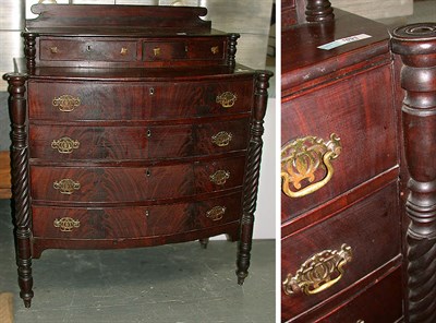 Lot 408 - Late Federal Mahogany Bow-Front Chest of...