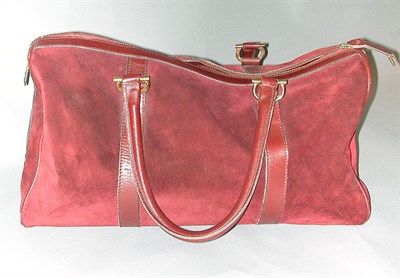 Lot 526 - Cartier Suede Carry Bag French, 1975 Burgundy,...