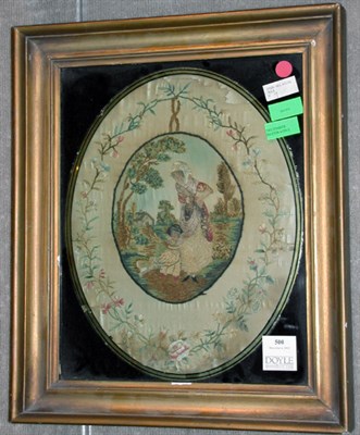 Lot 500 - English Silk Needlework Depicting a mother and...