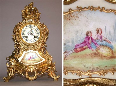 Lot 257 - Louis XV Style Porcelain Inset Gilt-Bronze...